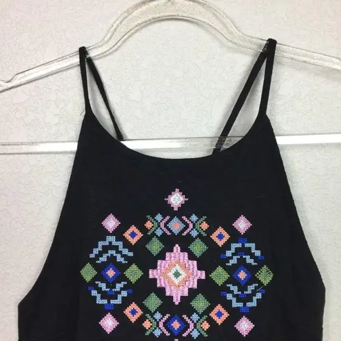 None LOVE PEACE & LAZY DAYS Cropped Black Tank Size L