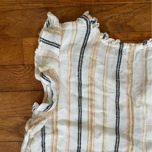 Lilla P Woven Stripe Ruffle Sleeve Tank