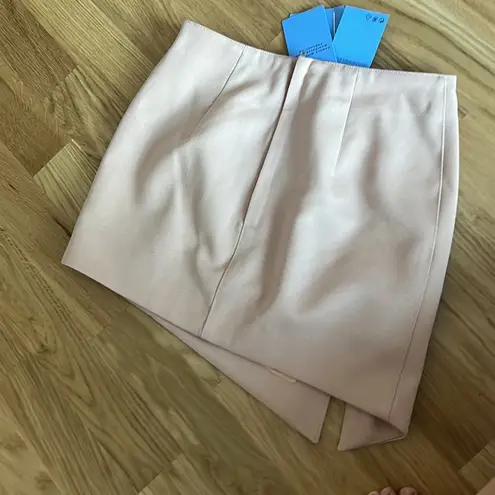 NWT H&M x MUGLER wool mini skirt antique pink Size 0