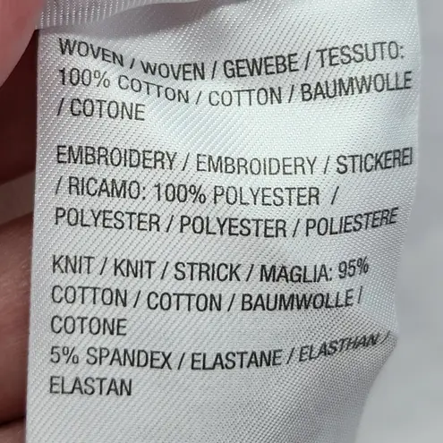 Belle by Kim Gravel Eyelet Jacket Womens XL White Flower Knit Sleeves Pockets