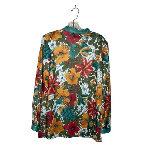 Vera VINTAGE Women’s Floral Shirt Fabric Buttons Bold Print Size 12 Made in USA