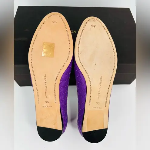 Bottega Veneta Intrecciato Woven Purple Leather Ballet Ballerina Flats EU 35