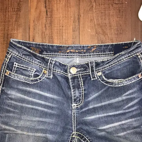 Seven7  Women's Boot Cut Jeans in Distressed Blue thumbnail 12