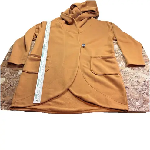 Z Avenue USA Hooded Camel Oversized Coat Shawl collar Hood Long Jacket Size 1XL Brown