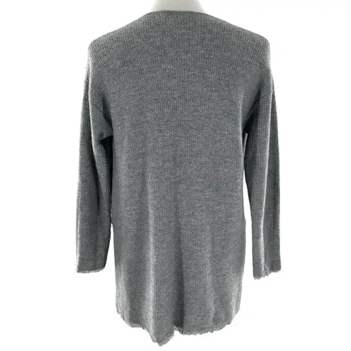 The White Company Ash Gray Merino Wool Long Cardigan Sweater Coat Size 8