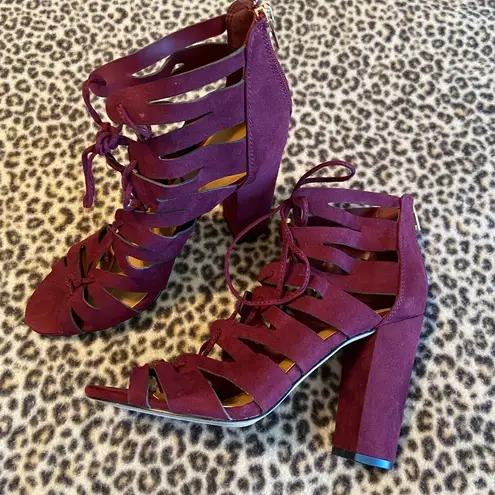 Charlotte Russe  Burgundy Suede Heels Size 8