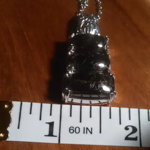 Matrix Silver Shungite Platinum Over Copper Pendant Stainless Steel Necklace