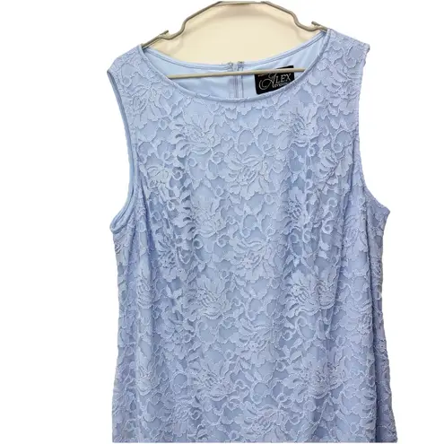 Alex Evenings Blue Scalloped Glitter Lace Two Piece Jacket Dress Size 20W