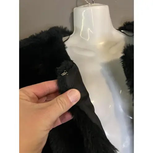 LC Lauren Conrad Jacket Womens Medium Black Faux Fur Cropped Hook Eye Coat