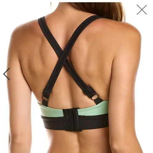 We Wore What  solid scoop bra top small green and black cross back