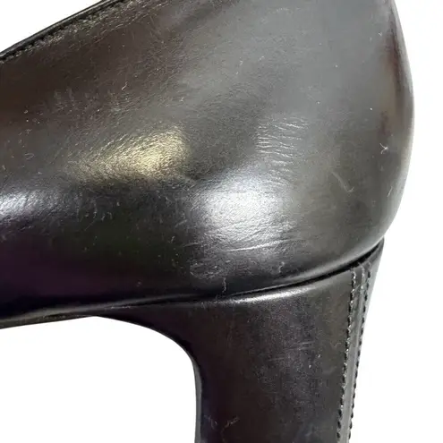 Sesto Meucci Black Penny Loafers Block Heel Shoes Size 10 Leather Square Toe