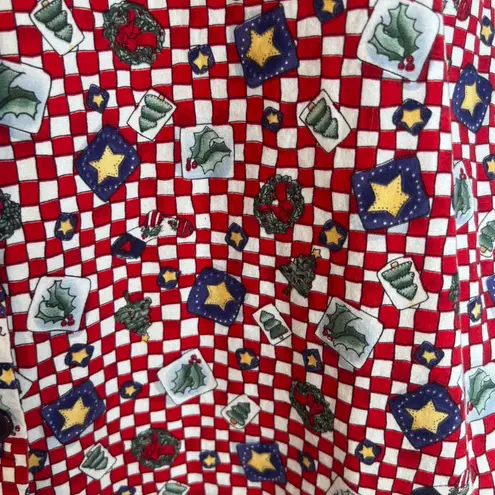 Robyn Lyn VTG Christmas VEST Mixed Print Happy Holidays Novelty Size L/XL Cotton Blue Size L