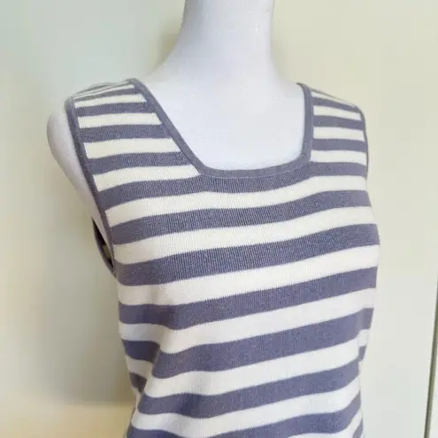 American Vintage Vintage Knit Tank Top Size M Purple White Striped Square Neck Coastal