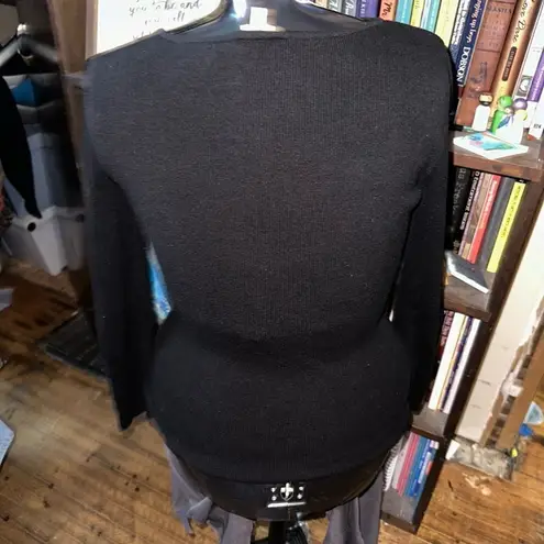 Reba black keyhole bejeweled basic minimalist S sweater
