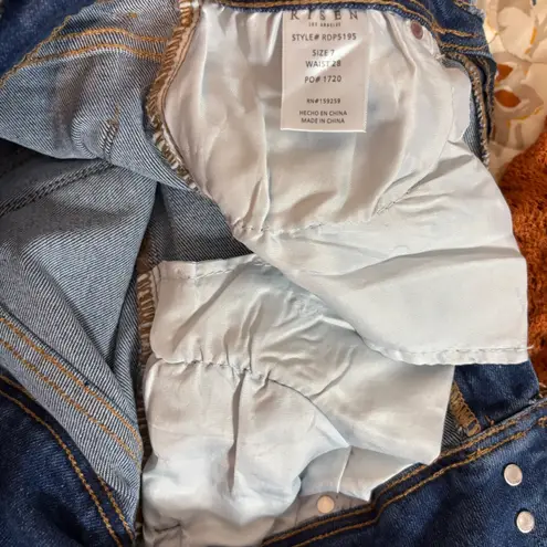 Risen LA Jeans triple button fly straight jeans 7/28 Distressed Wide Leg Blue