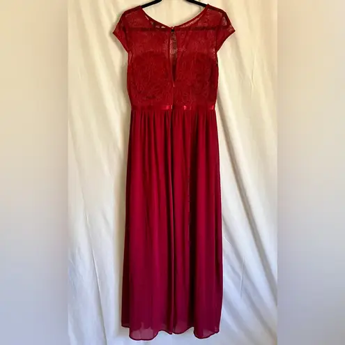 Rephyllis Elegant Red Formal Lace Maxi Dress Size L