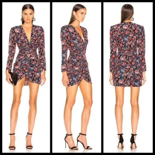 IRO ππ Floral Fling Sheath Dress ~ 100% Silk Print 38 Ruched Draped Long Sleeve