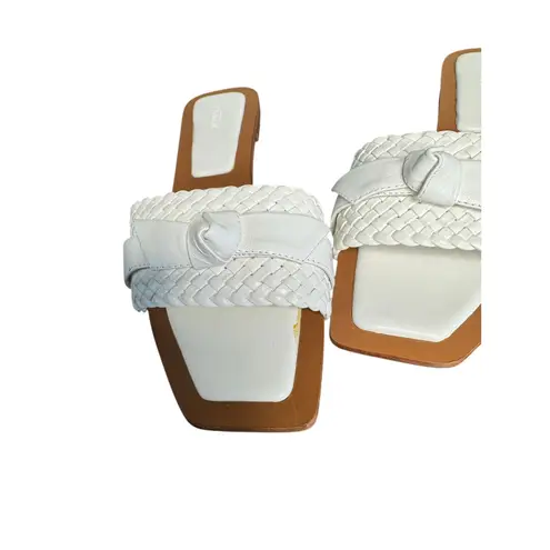 Alexandre Birman NIB Clarita Woven Leather Flat Sandals in White Size 39.5