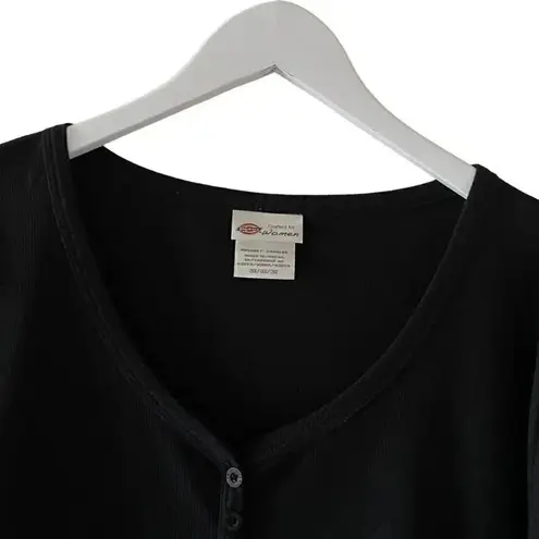 Dickies V-Neck Henley Jersey Knit Long Sleeves Black Cotton Blend Soft 3X # 1304