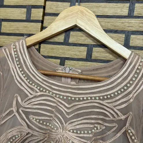 JS Collections JS Collections Pale Pink /Blush Beaded Maxi Dress Size 8