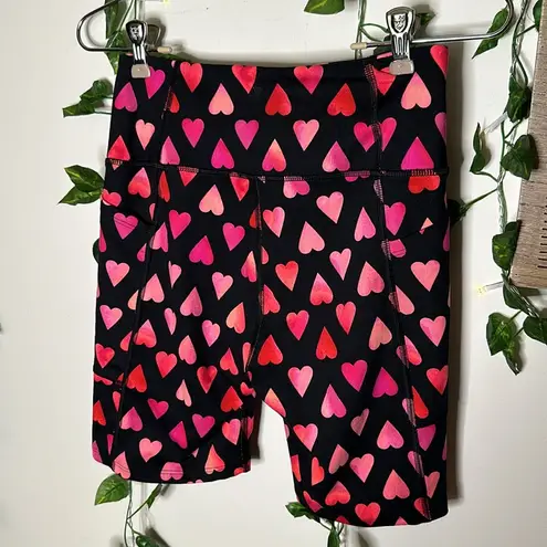 Victoria's Secret Victoria’s Secret “On Point” Flow Heart Pattern Workout Biker Shorts Pockets