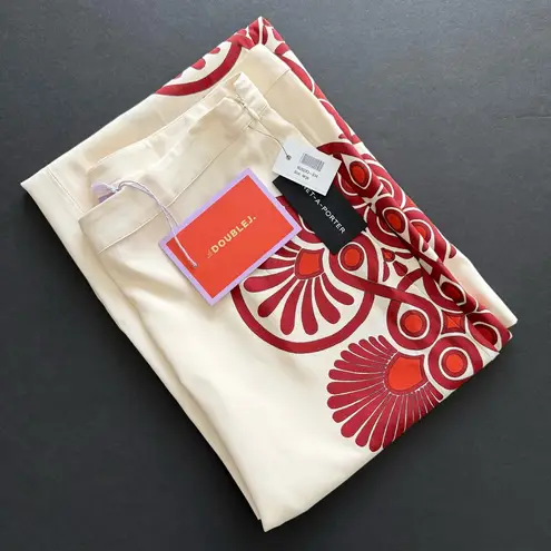 La DoubleJ Medallion Placée Stretch Pants Cream Envers Satin Sz L NWT Red Size L