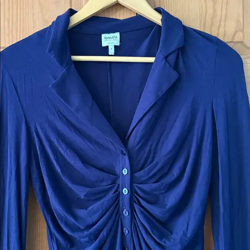 Armani Collezioni Size 4 Women's Deep Purple Ruched Blouse Made in Italy