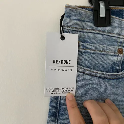 RE/DONE NWOT Comfort Stretch High Rise Stove Pipe Denim in Cloudy Blue Sz 28