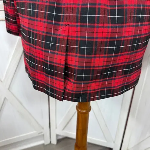 BeFree Tartan Plaid Double Breasted Tie Waist Trench Overcoat Red XS