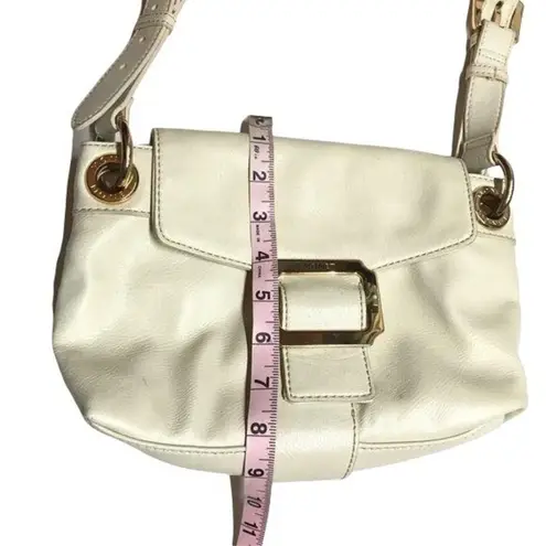 Monet  Shoulder Bag Gold Hardware Cream Vegan Leather Beige Envelope Purse Size M