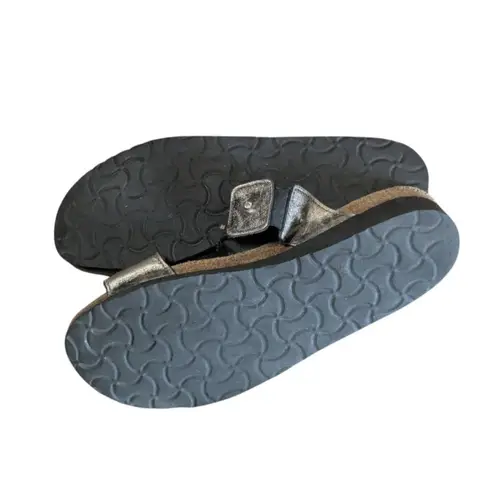 Naot Silver Leather Slide Sandals EU 39 US 8 Comfort Cork Footbed Boho