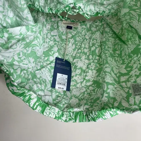 Universal Threads Universal Thread Green & White Floral Cotton Cropped Top Summer Large New