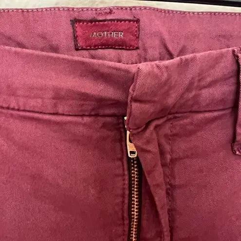 Mother The Shaker Prep Fray Pants in Dahlia Rose Gold Size 31 Red