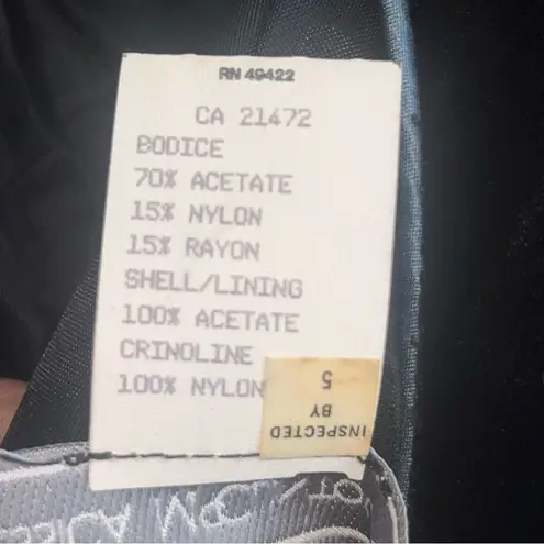 Jessica McClintock VINTAGE Black Velvet Bodice Taffeta Blue Skirt 4