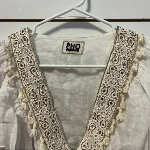 Pho Firenze White & Gold Wrap Front Blouse