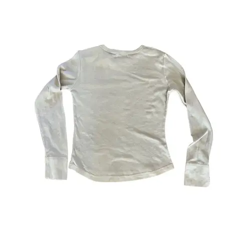 Vintage 80s Basic Long Sleeve Shirt Top Pale Yellow Jolie Intimates S