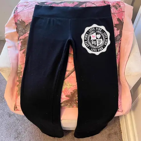 victoria's secret PINK y2k 2000s black letter back print wide leg sweatpants