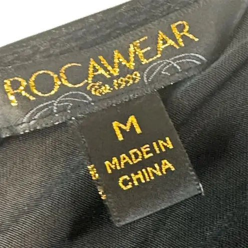 Rocawear Vintage Y2K Black Bodycon Mini Dress Gold Zippers Chains Size M Goth