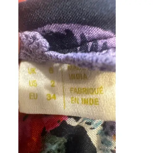 Maeve by Anthropologie Carter Boho Floral Tie-Front Blouse Size 2