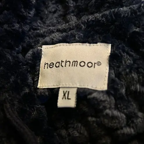Heathmoor Dark Blue Navy Textured Fuzzy Plush Pullover Hoodie Sweatshirt Size XL