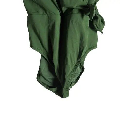 Robin Piccone Ava Sage Green V-Neck Wrap One Piece Swimsuit Size 2