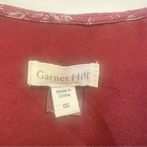 Garnet Hill Bohemian Burgundy Floral Pocket Detail Dress 2