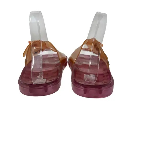 Melissa Wide Slide Sandals Buckle Flat Jelly Rubber Pink Orange Size US 8