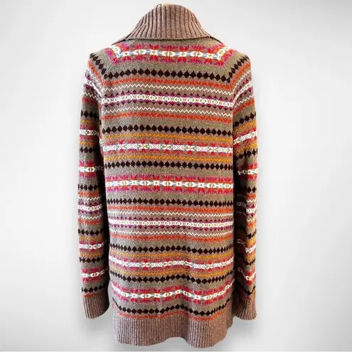 Tommy Hilfiger  Nordic Print Angora Blend Cardigan With Shawl Collar Medium | EUC