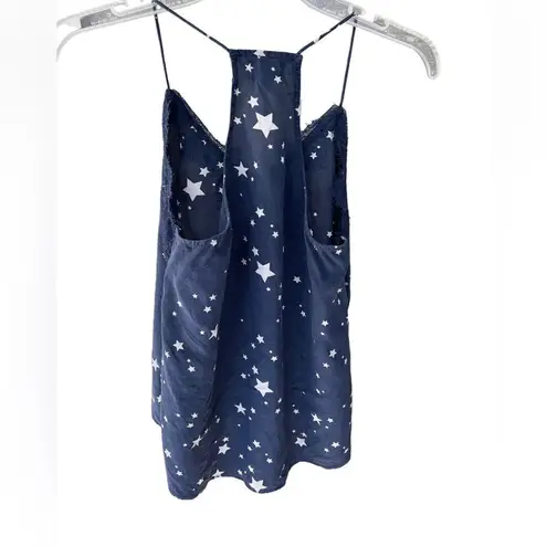 Cami NYC  Womens Silk Star Print Racer Tank Top Navy Blue Size Extra Small