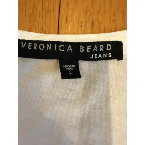 Veronica Beard Jeans Dress Womens Large White Eyelet V-Neck Side Zip Pima Cotton