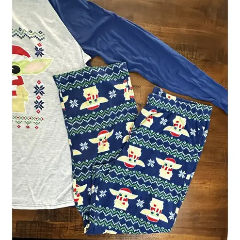 Star Wars Mandalorian Mens Christmas Pajama Set LARGE TALL Shirt & Fleece Pants