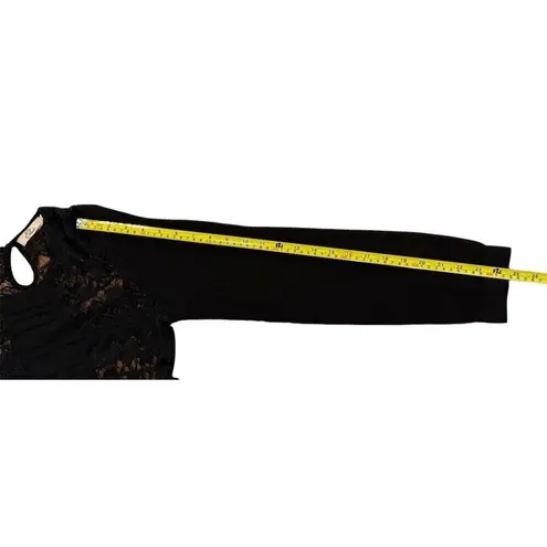 Elodie Women's Black Lace Long Sleeve Top Peephole Back Size L