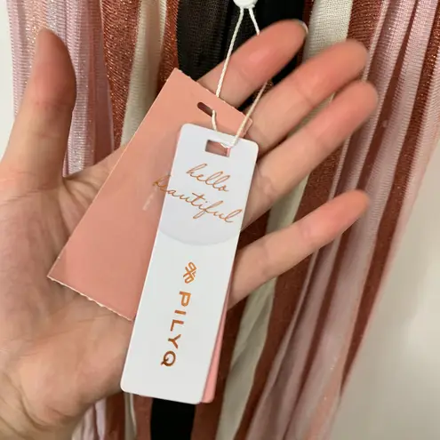 PilyQ Swim Papaya Faith Long Maxi Dress Womens XS Small Striped Pink