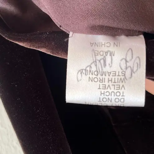 Tadashi Shoji Blouse Tadashi Collection Coffee Velvet Surplice Neck Top Sz L EUC